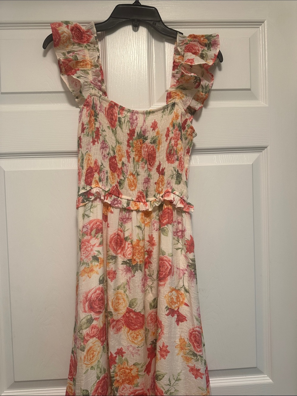 Mine Floral Ruffle Strap Dress - Pink & Yellow size Large